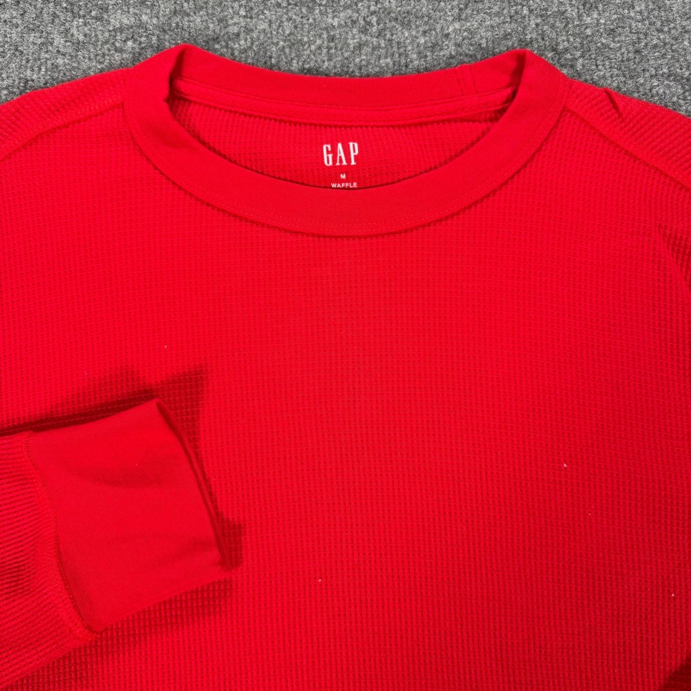 Gap Men Waffle Knit Crewneck Long Sleeve Shirt Modern Red 779075-09 Size M #4172
